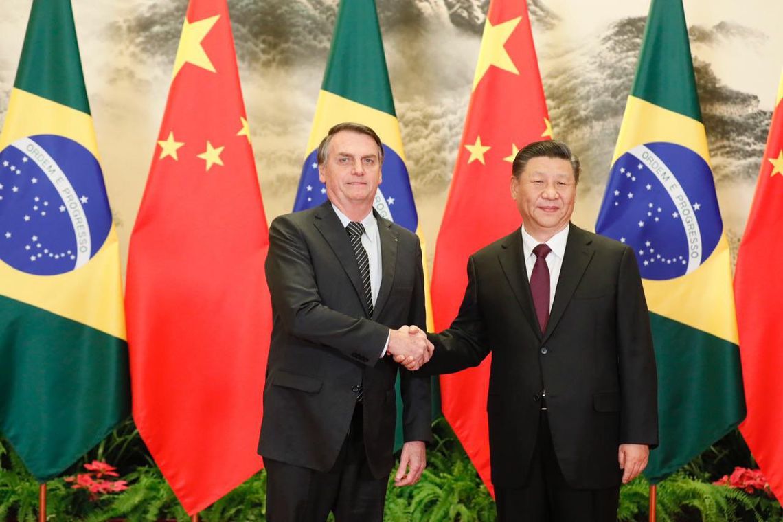 Cumprimentos oficiais dos chefes de Estado brrasileiro e chinês, Jair Bolsonaro e Xi Jimping
