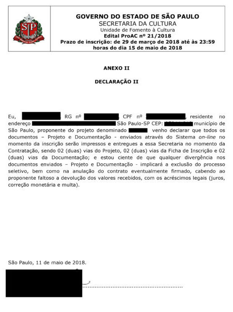 Documento comprobatório do Governo de SP de vazamento de dados privados