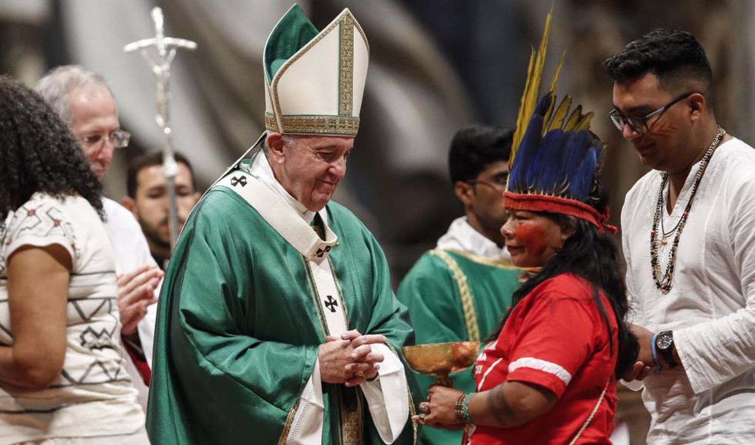 Papa Francisco na missa que abriu o Sínodo da Amazônia, no Vaticano