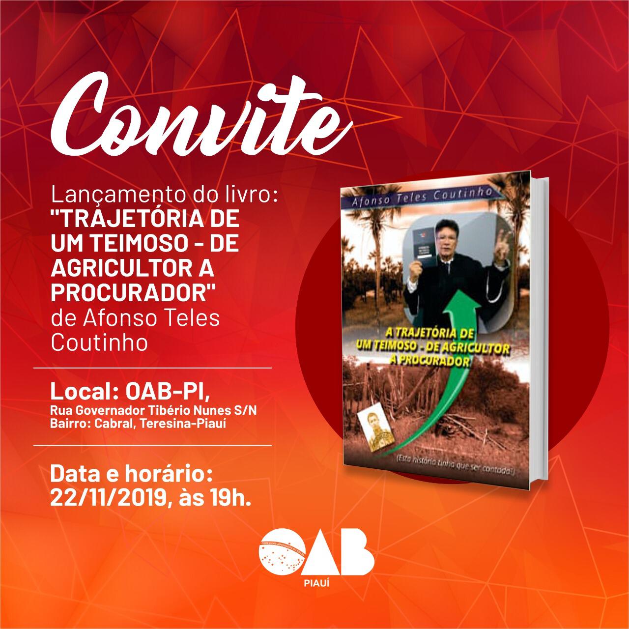 Convite para o lançamento do livro