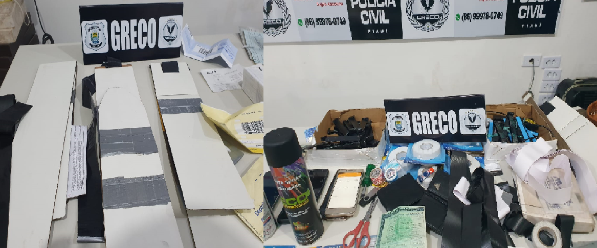 Ferramentas e objetos apreendidos com os acusados de assalto a bancos em Teresina (PI)