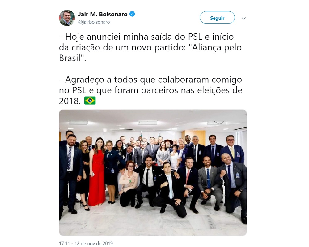 Jair Bolsonaro se pronunciou via Twitter