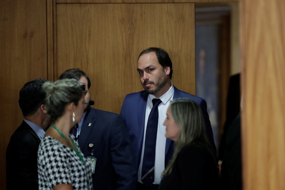 O vereador Carlos Bolsonaro no Palácio do Planalto