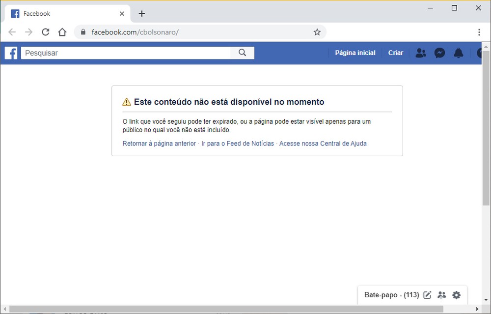Perfil de Carlos Bolsonaro no Facebook desativado nesta terça-feira (12)