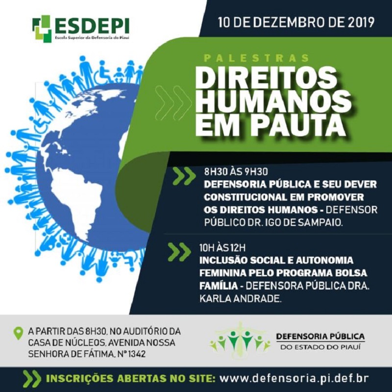 Os interessados em participar do evento devem realizar inscrição no site da Defensoria Pública