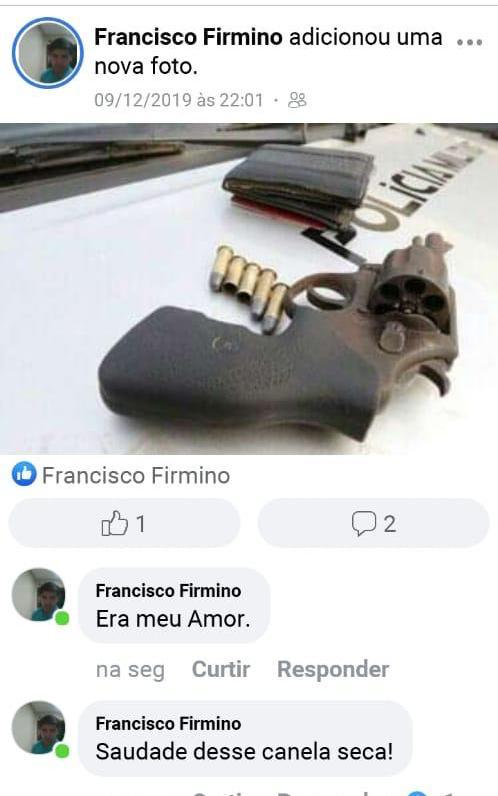 Preso Firmino declara saudades de arma com que cometia crimes