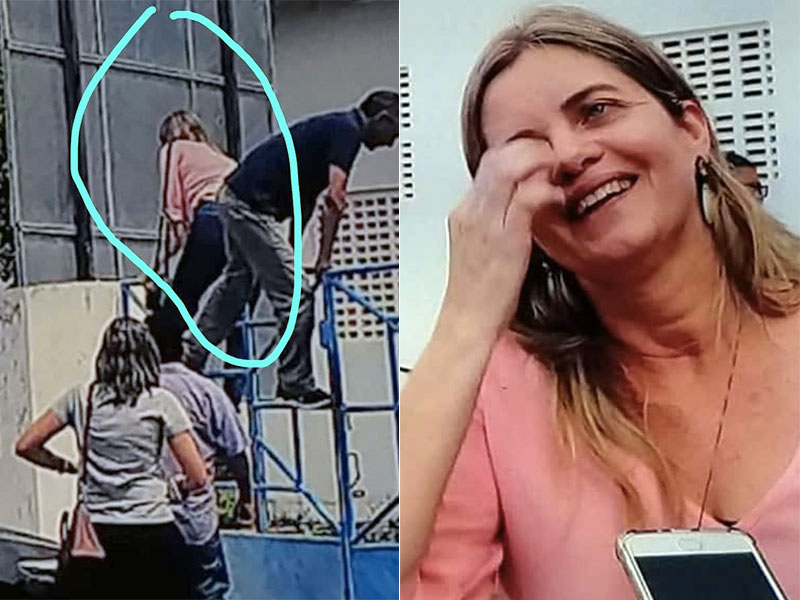 Secretária Gracinha foi flagrada pulando a ETA e depois tentou, com sorriso amarelo, negar.