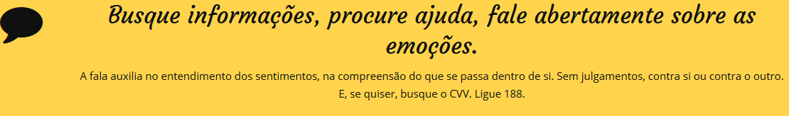 Procure ajuda, fale abertamente das emoções.