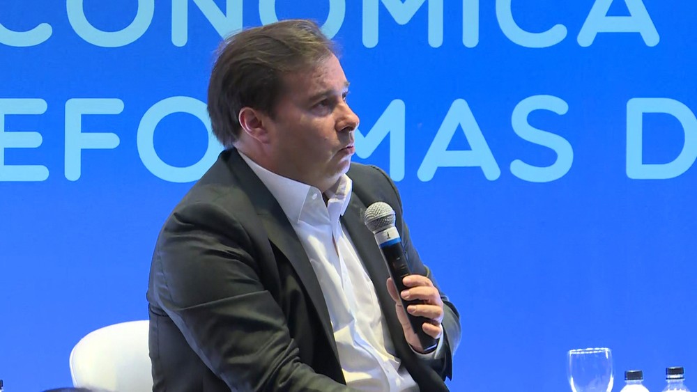 O presidente da Câmara dos Deputados, Rodrigo Maia durante evento em São Paulo
