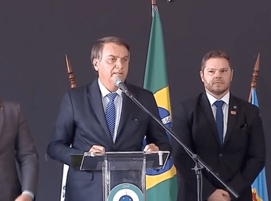 O presidente Jair Bolsonaro em cerimônia de formação de servidores da Polícia Federal, em Brasília