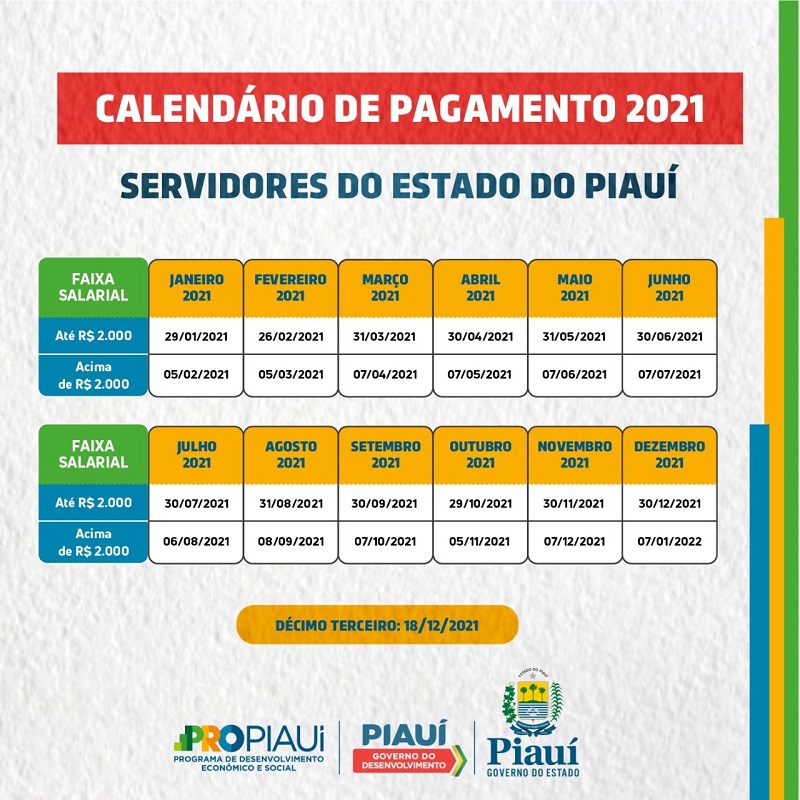 Calendário de pagamentos