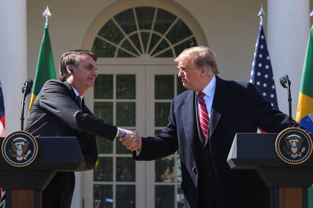 O presidente dos Estados Unidos, Donald Trump, e o presidente Jair Bolsonaro durante entrevista coletiva na Casa Branca, em Washington, nos EUA