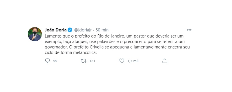 Print do Twitter de João Doria