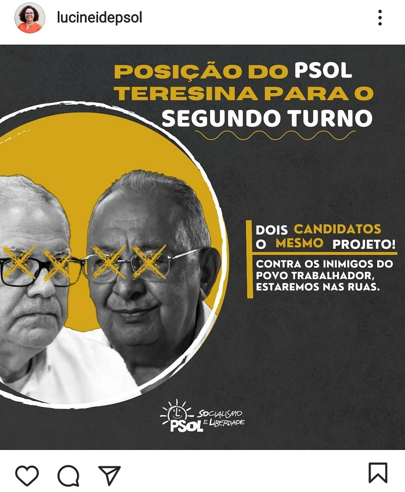 Redes sociais de Lucineide Barros (PSOL)