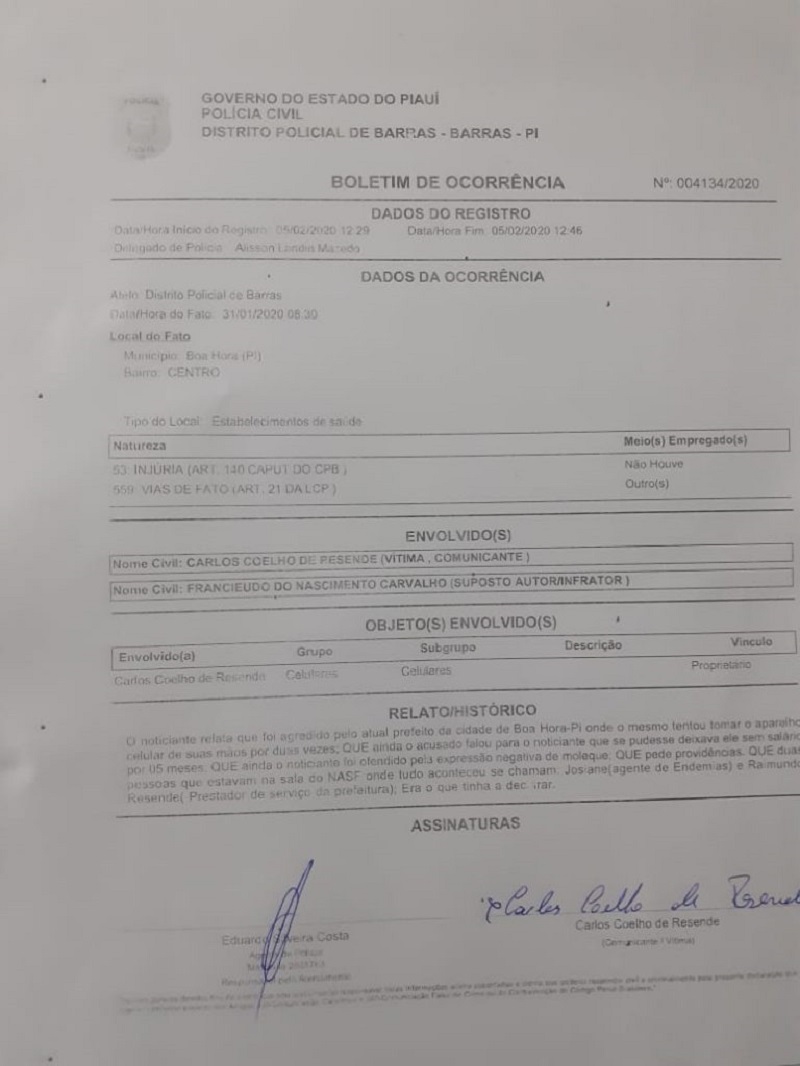 Boletim de ocorrência