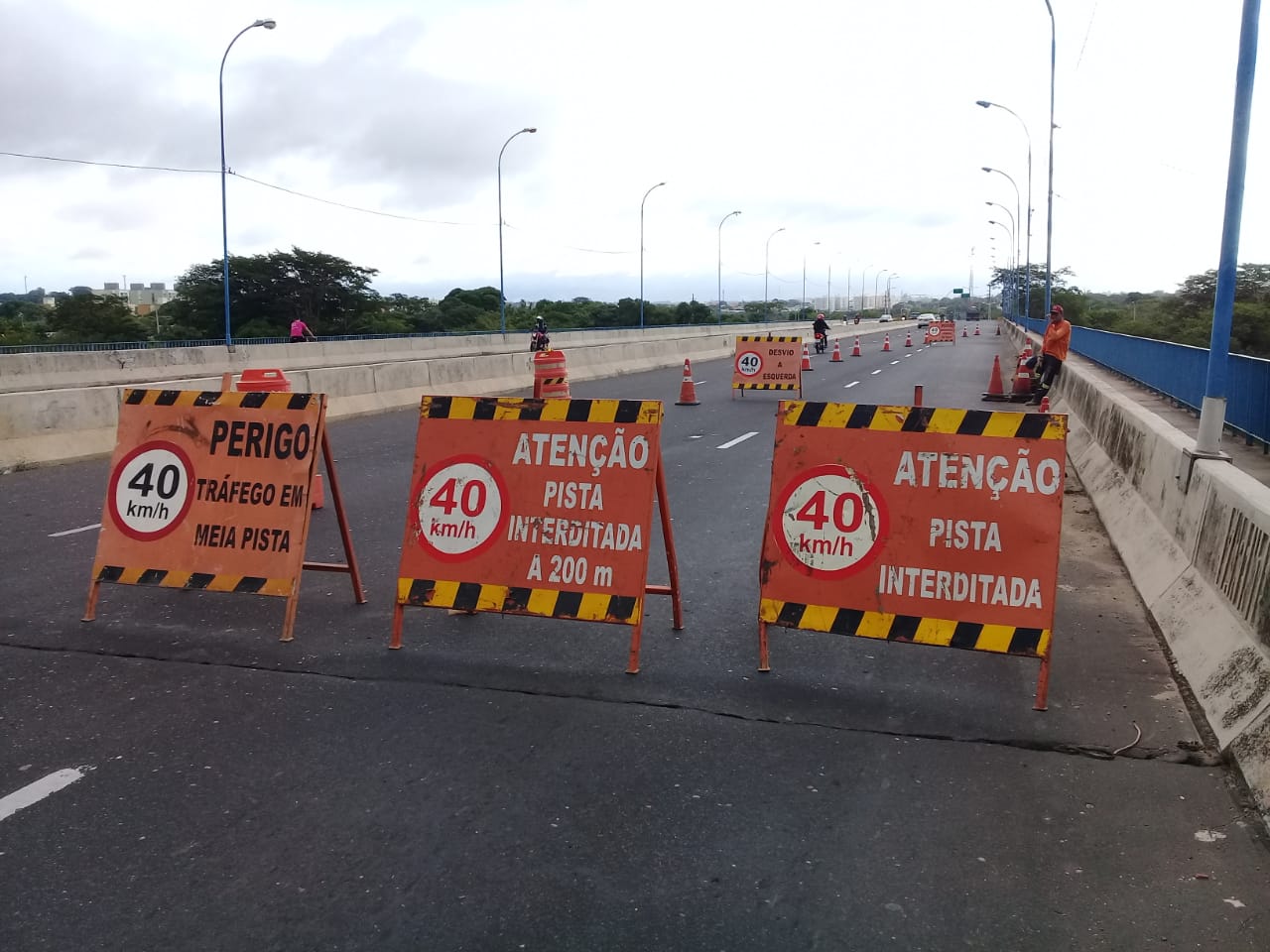 O desvio não será feito na extensão completa da ponte, ficará apenas em um trecho.