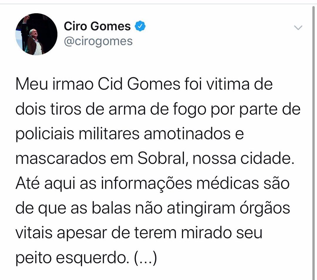 Print do Twitter/Ciro Gomes