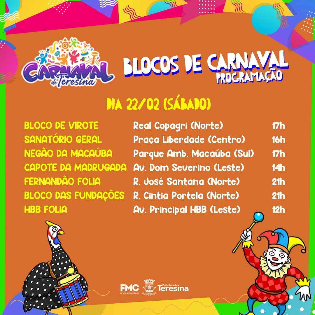 Programação dos blocos de carnaval no sábado