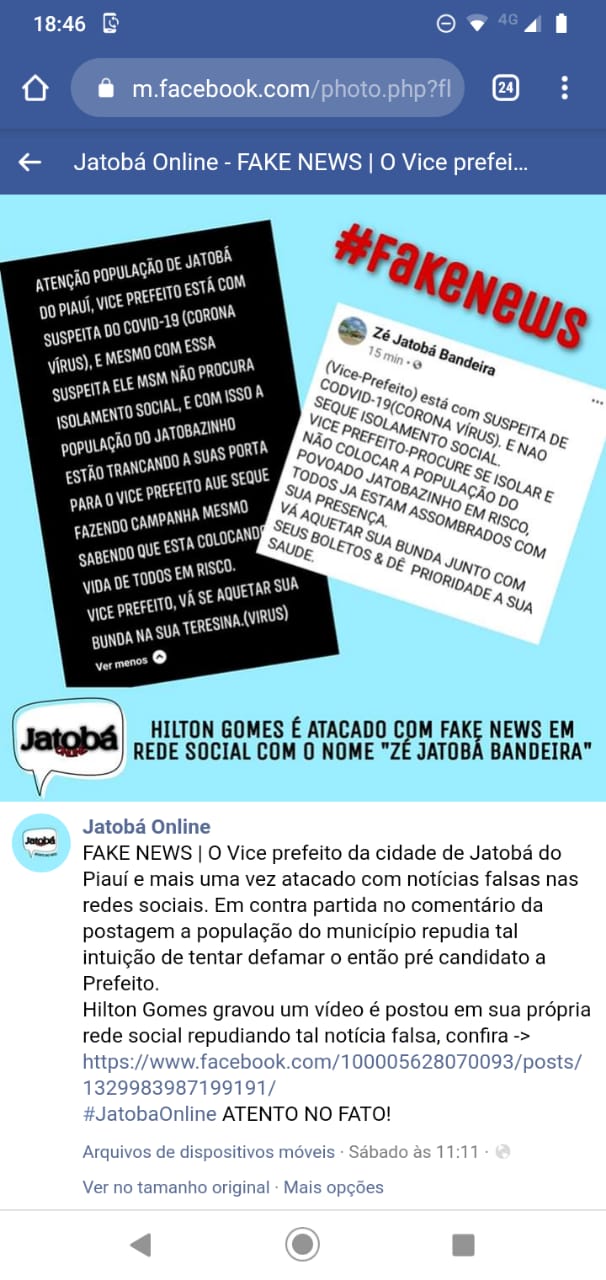 Pré candidato a Prefeitura de Jatobá do Piauí é vítima de fakenews