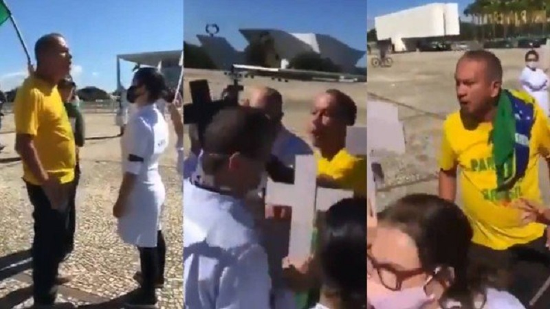 Imagens registradas durante protesto em Brasília mostram agressões a enfermeiros