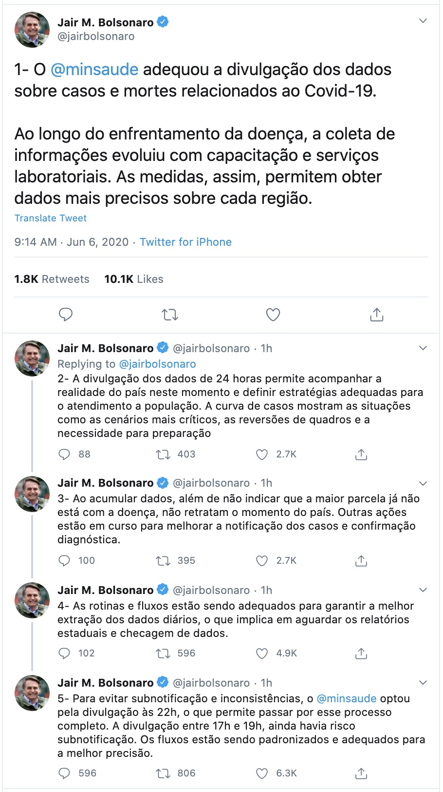 Print do Twitter de Bolsonaro