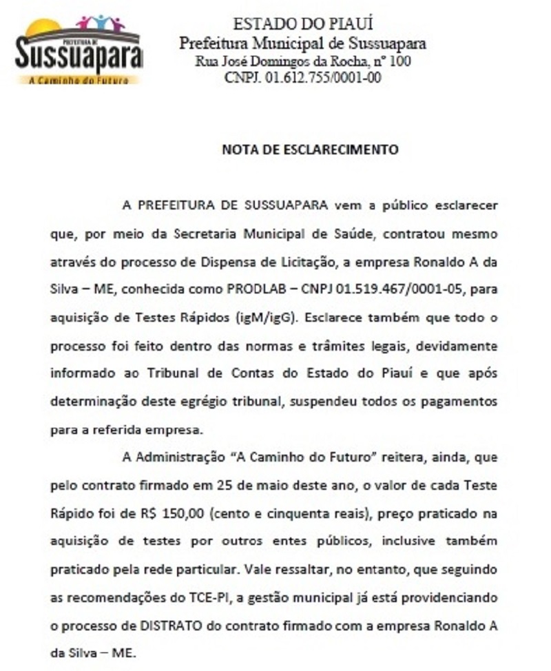 Nota de esclarecimento