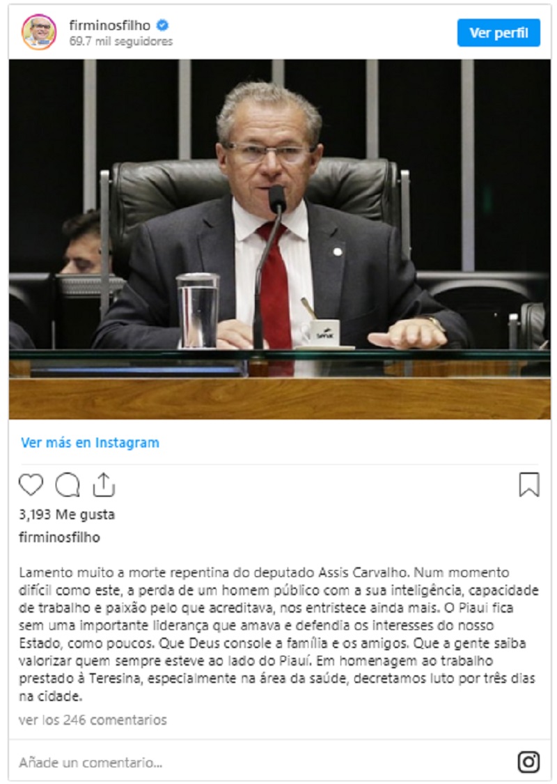 Redes socias do prefeito Firmino Filho