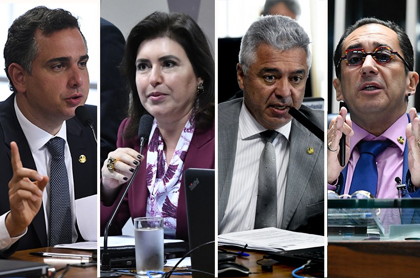 Até o momento, Rodrigo Pacheco (DEM-MG), Simone Tebet (MDB-MS), Major Olimpio (PSL-SP) e Jorge Kajuru (Cidadania-GO) disputam a presidência da Casa; eleições acontecem no início de fevereiro Fonte: A