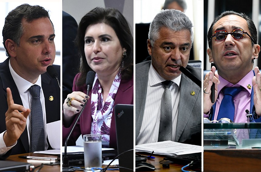 Até o momento, Rodrigo Pacheco (DEM-MG), Simone Tebet (MDB-MS), Major Olimpio (PSL-SP) e Jorge Kajuru (Cidadania-GO) disputam a presidência da Casa; eleições acontecem no início de fevereiro  Fonte: A