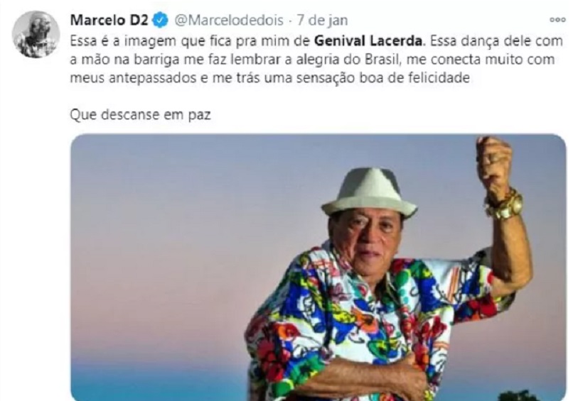 Marcelo D2 lamenta morte de Genival Lacerda