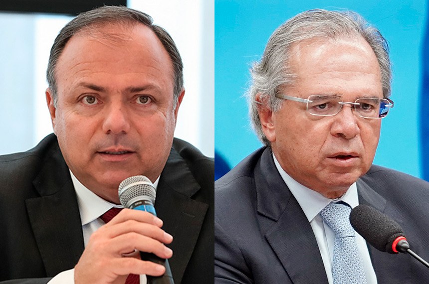 Ministros Eduardo Pazuello, da Saúde, e Paulo Guedes, da Economia