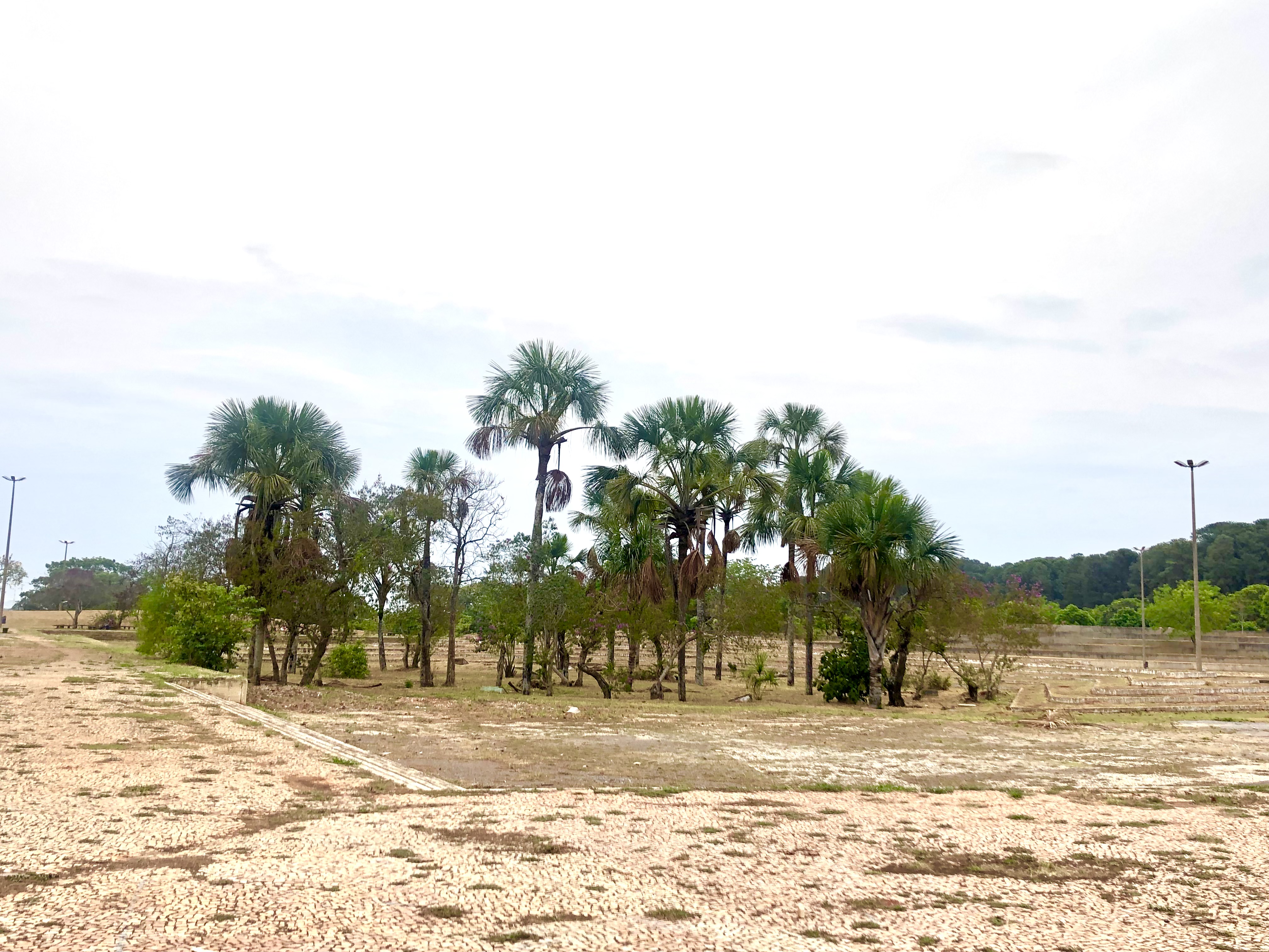 Praça das Fontes: Totalmente seca e abandonada