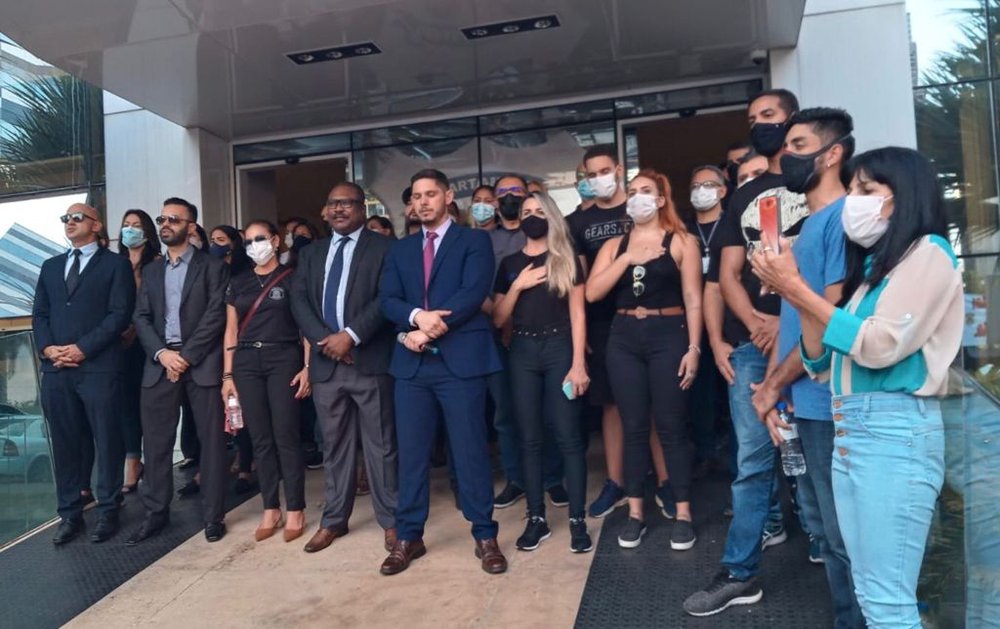 Sede do DEPEN onde houve cobrança de ação à DG Tânia Fogaça; evento foi encerrado com o Hino Nacional (Foto: Wesley Bastos/JTNEWS) Sede do DEPEN onde houve cobrança de ação à DG Tânia Fogaça; evento foi encerrado com o Hino Nacional (Foto: Wesley Bastos/JTNEWS)
