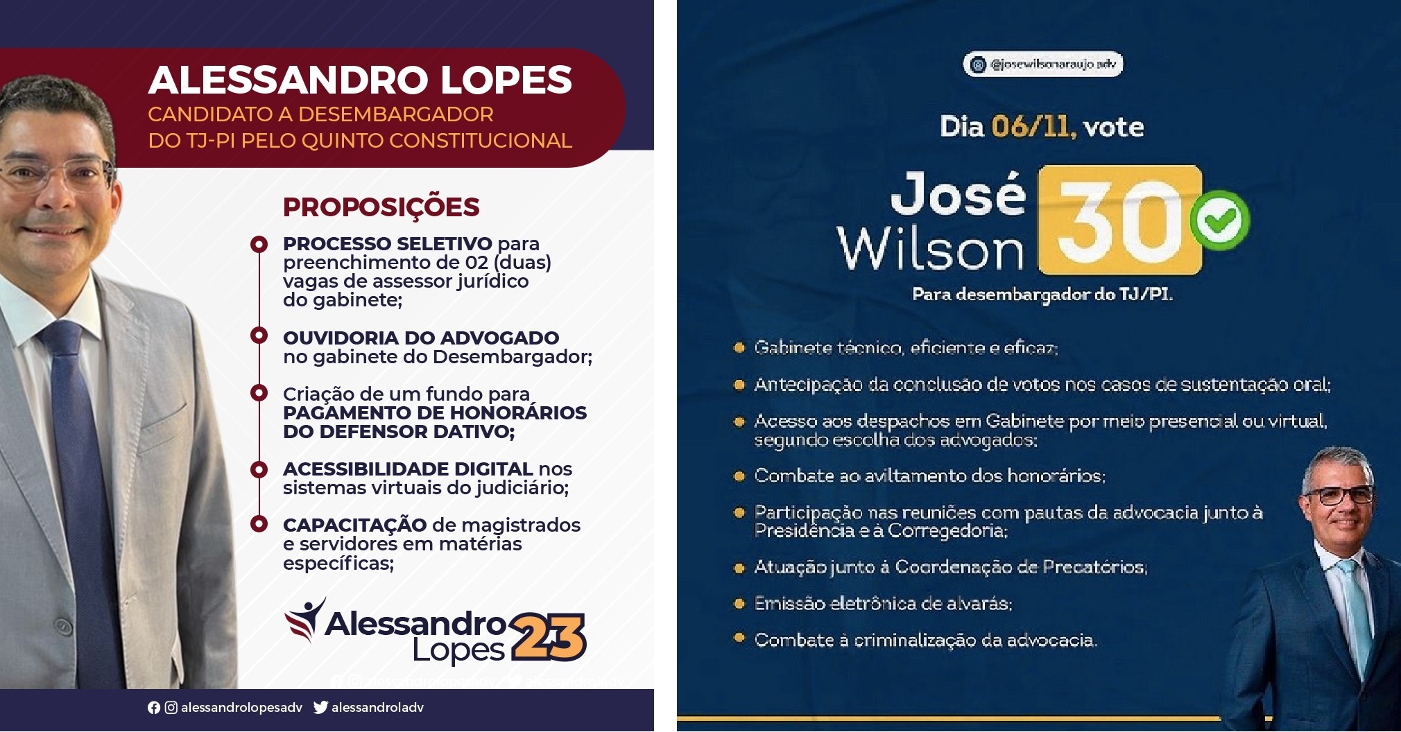 Propostas de campanha da Alessandro Lopes e do advogado José Wilson