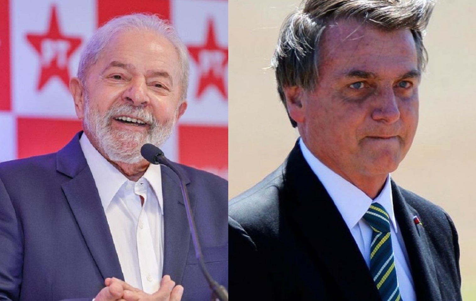 Ex-presidente do Brasil, Luiz Inácio Lula da Silva (PT) e atual presidente Jair Bolsonaro (PL)