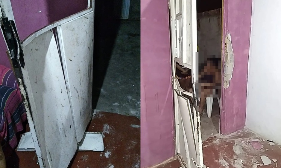 Os criminosos arrombaram as portas da casa da vítima