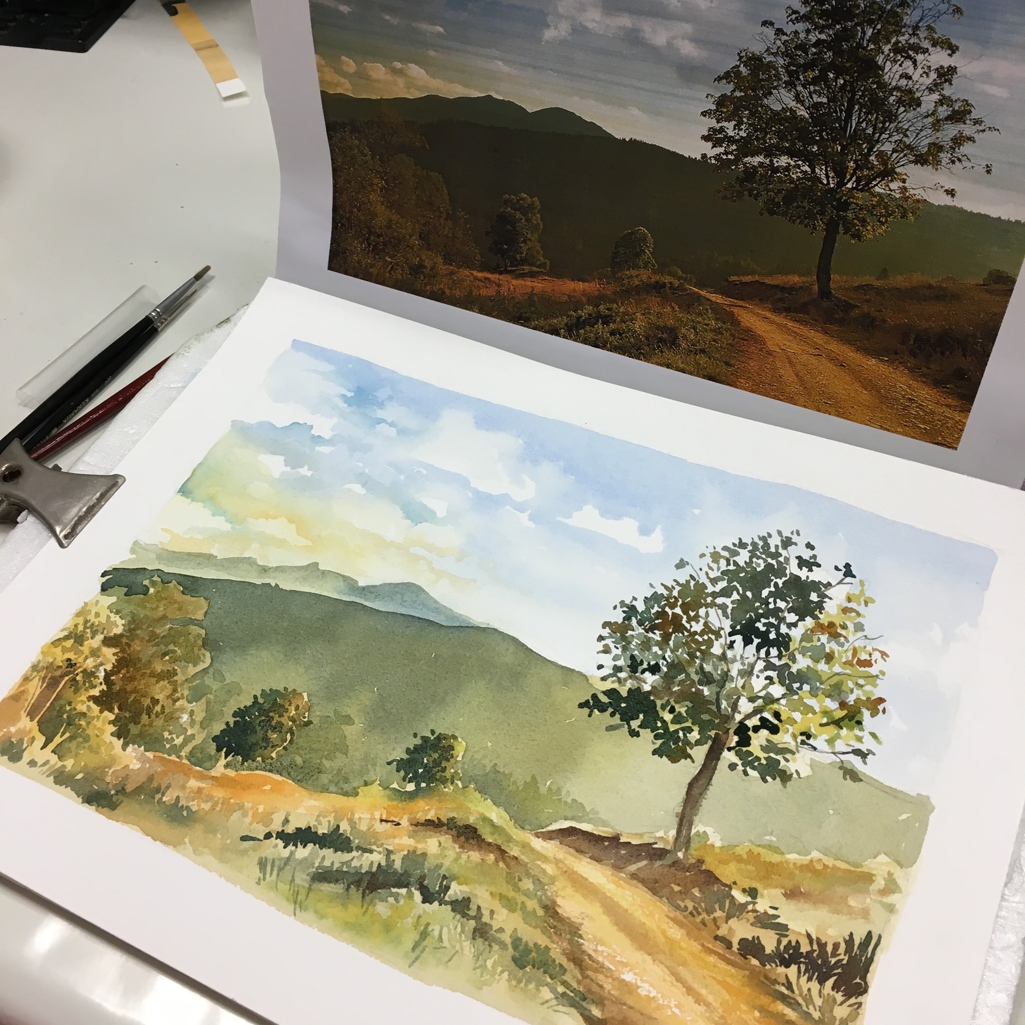 Paisagem: aquarela sobre papel