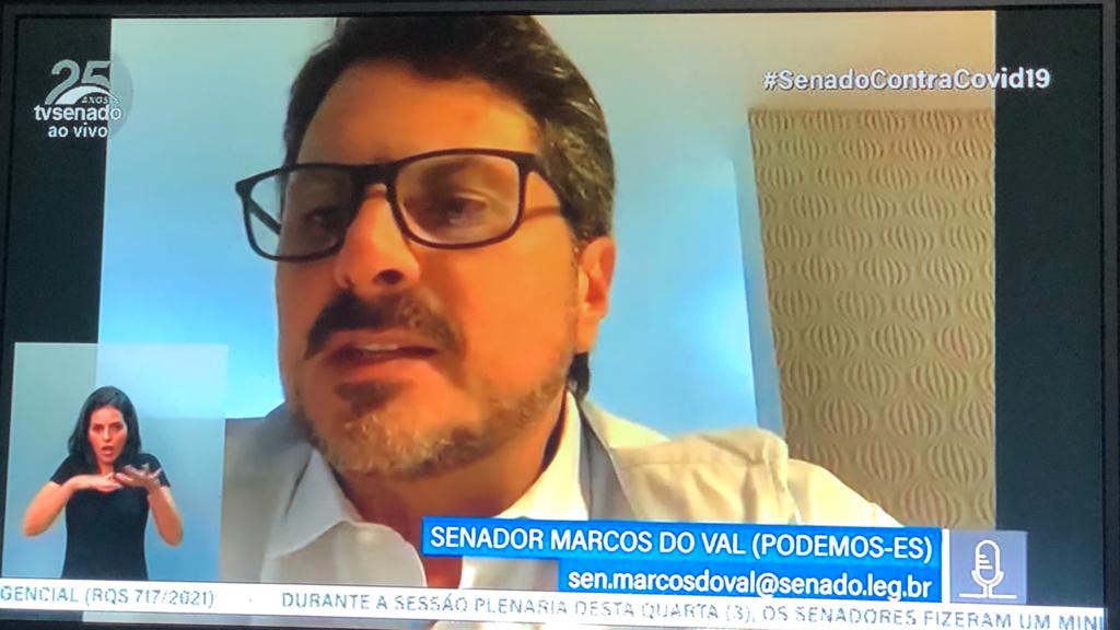 Senador Marcos Val que em Destaque do Podemos tentou excluir os profissionais da Segurança Pública dass "garras" do Paulo guedes, mas foi "tratorado"