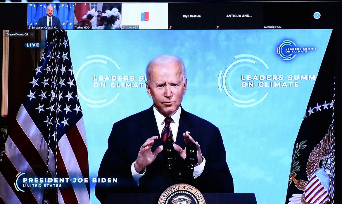 O presidente dos Estados Unidos, Joe Biden, durante a Cúpula do Clima