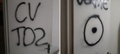 Pichações no apartamento do policial penal paraense Jeovane Acácio de Araújo Junior