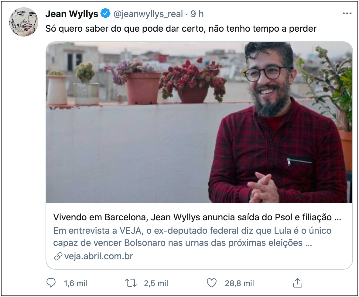 Ex-deputado Jean Wyllys anuncia saída do Psol e filiação ao PT em entrevista
