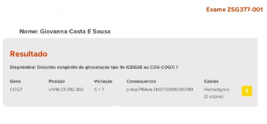 Exames que comprovam CDG