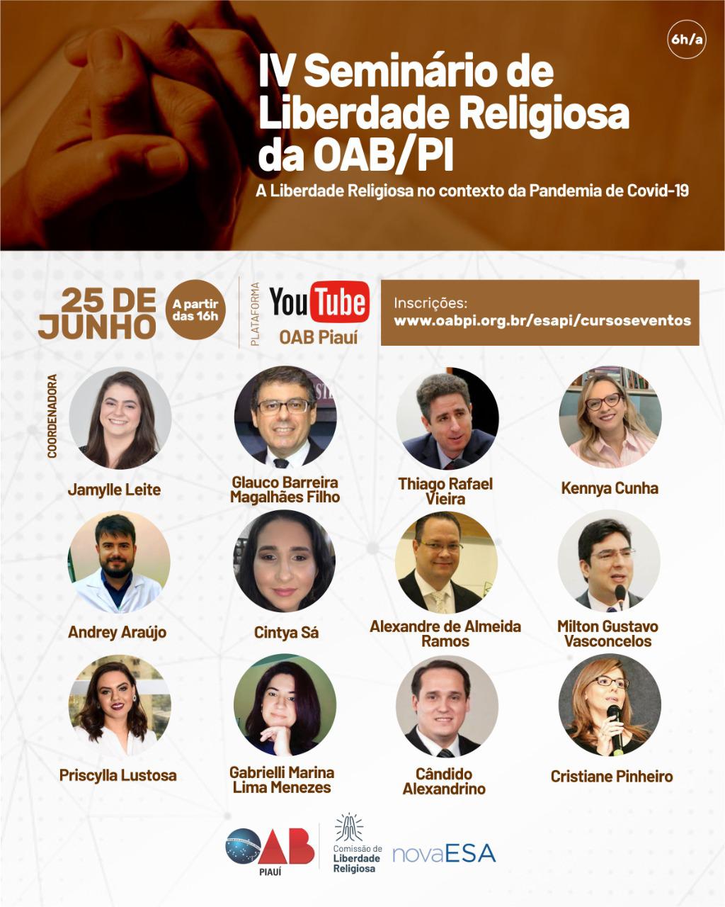 OAB Piauí realizará o IV Seminário de Liberdade Religiosa no dia 25 de junho