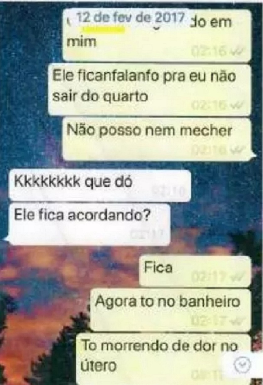 Troca de mensagens de vítima com amiga