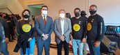 Diretora Jurídica do sindicato, Núbia Maia, diretor da DGP, Fernando Queiroz, Iran Lima chefe da casa Civil do Pará, presidente e vice-presidente do Sinpolpen-PA, Rosivan Santos e Demétrius Lemos