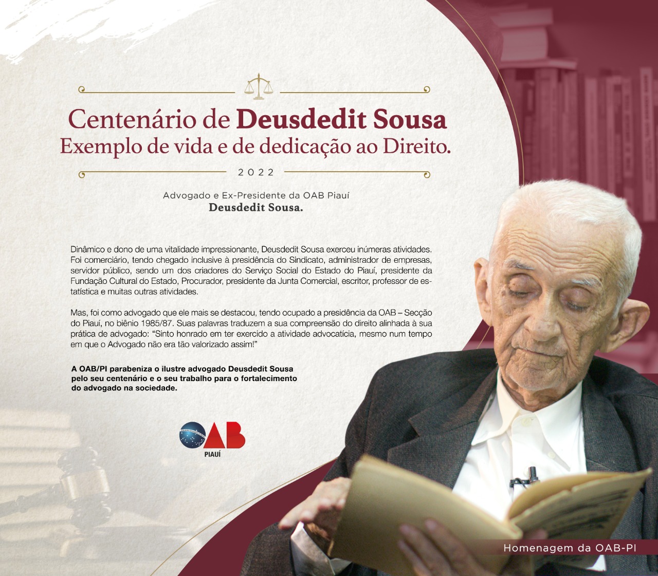 Dr. Deusdedit Sousa: uma referência viva da digna  Advocacia do Piauí