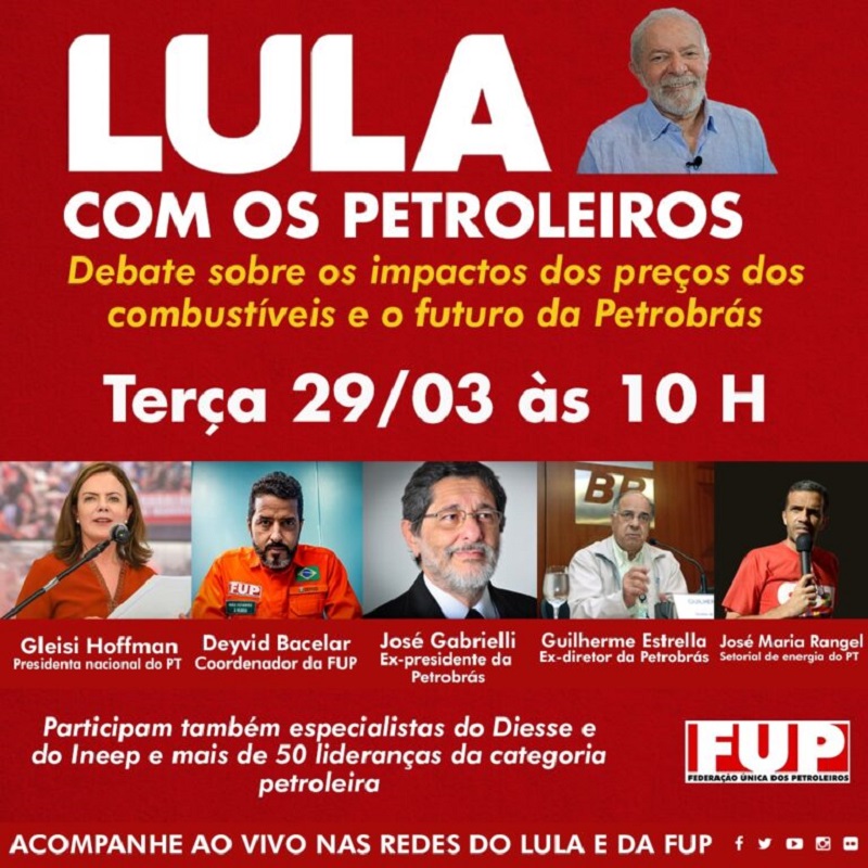 Em evento nesta terça no Rio, Lula debate com os petroleiros preços dos combustíveis e o futuro da Petrobrás