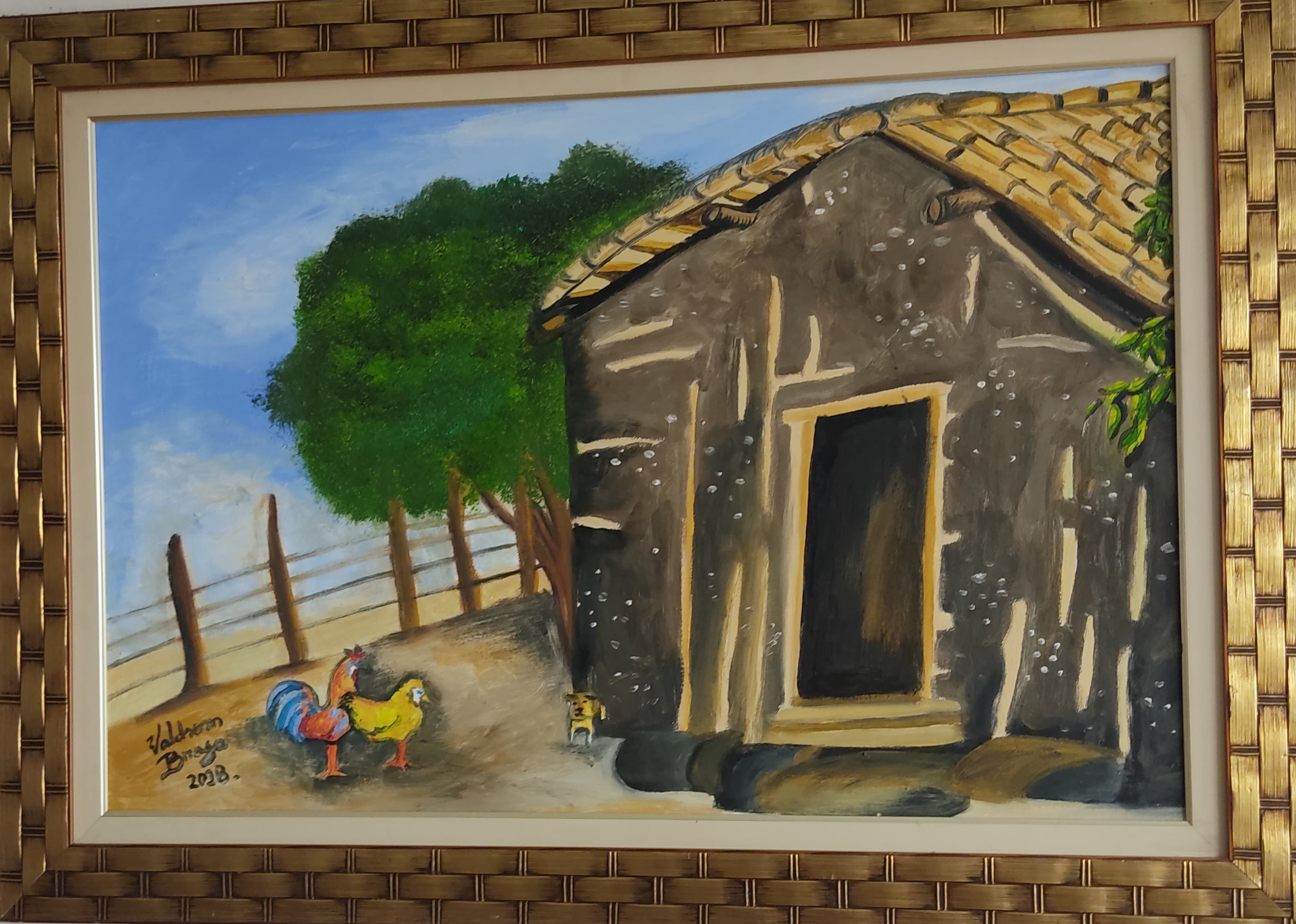 Obra de arte de autoria do piauiense Valdson Braga; reprosução da casa onde nasceu Jacinto Teles