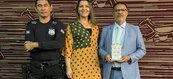 Reginaldo Medeiros, gerente adjunto da Casa de Custódia de Teresina e Jussiara Valente, coordenadora de Ensino do Sistema Prisional do Piauí e Advogado Jacinto Teles, durante solenidade