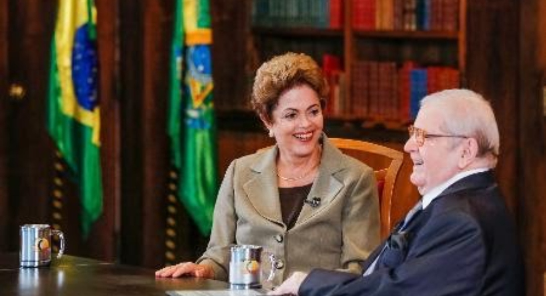Dilma e Jô em entrevista no Palácio da Alvorada em 2015